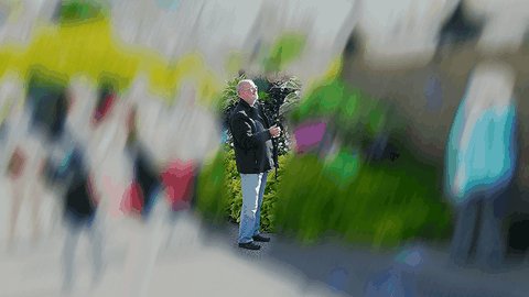 Cameraman photographié dans sa bulle