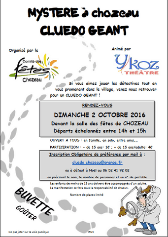 Affiche Cluedo Chozeau /02/10/2016